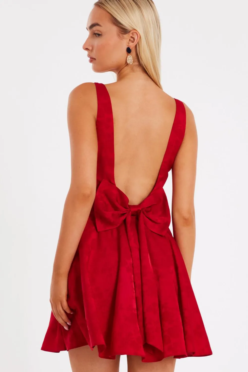 Quiz Day At The Races|Trending: Red>Satin Jacquard Mini Dress