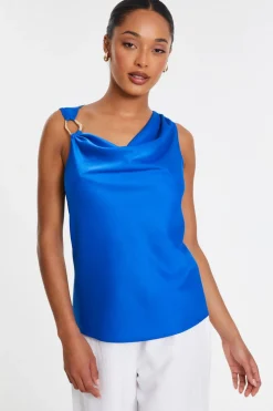 Quiz Summer Tops|Tops>Royal Blue Satin Vest Top