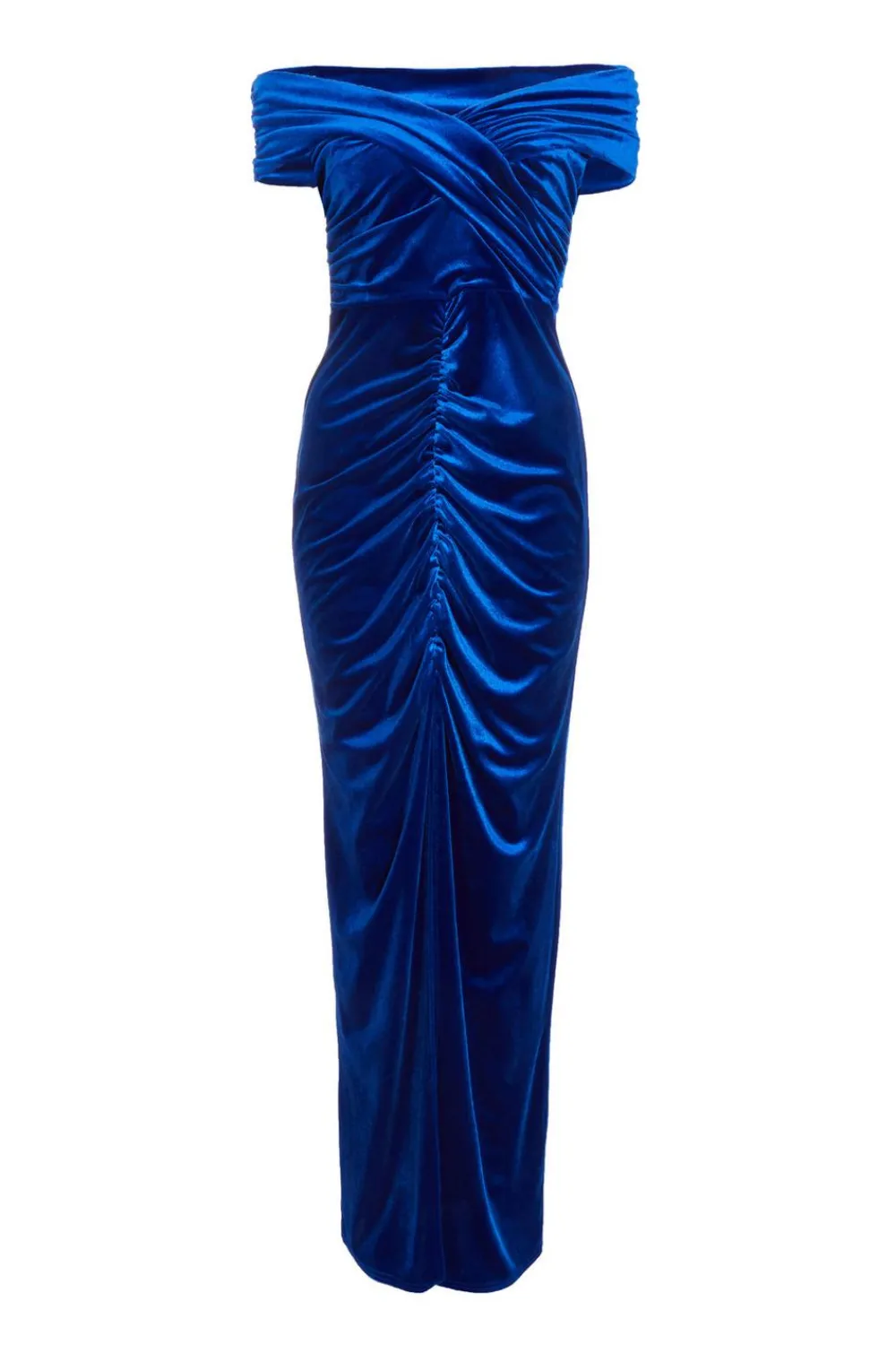 Quiz Evening Dresses|Wedding Guest Dresses>Royal Blue Velvet Bardot Maxi Dress