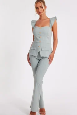 Quiz Occasion Jumpsuits|Going Out Jumpsuits>Frill Sleeve Jumpsuit