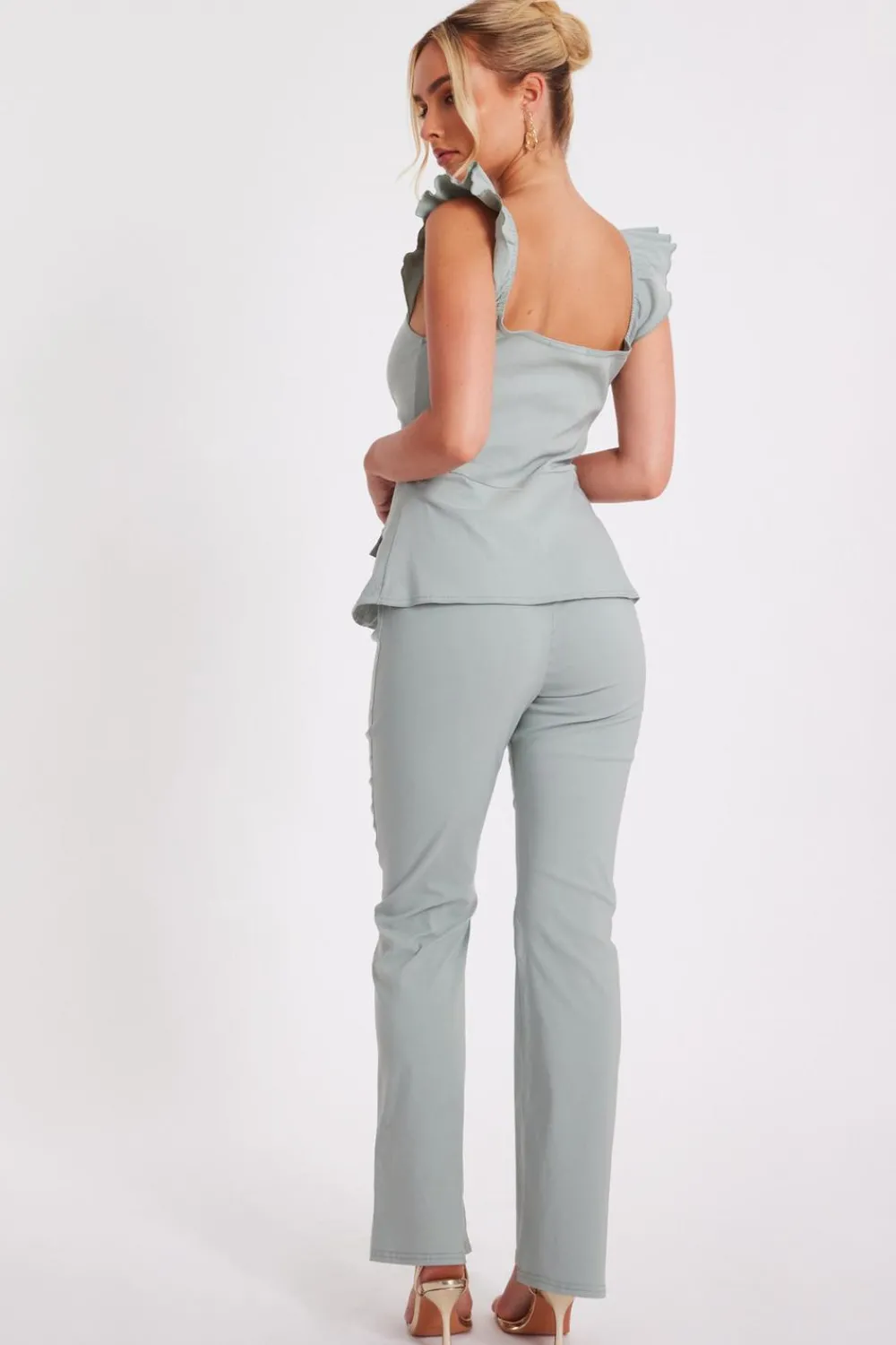 Quiz Occasion Jumpsuits|Going Out Jumpsuits>Frill Sleeve Jumpsuit