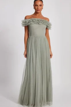 Quiz Prom Dresses|Prom & Ball>Sage Mesh Bardot Maxi Dress