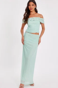 Quiz Day At The Races|Summer Clothes>Mesh Ruched Midaxi Skirt