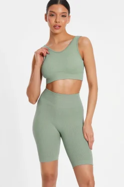 Quiz Crop Tops|Tops>Sage Seamless Strappy Crop Top