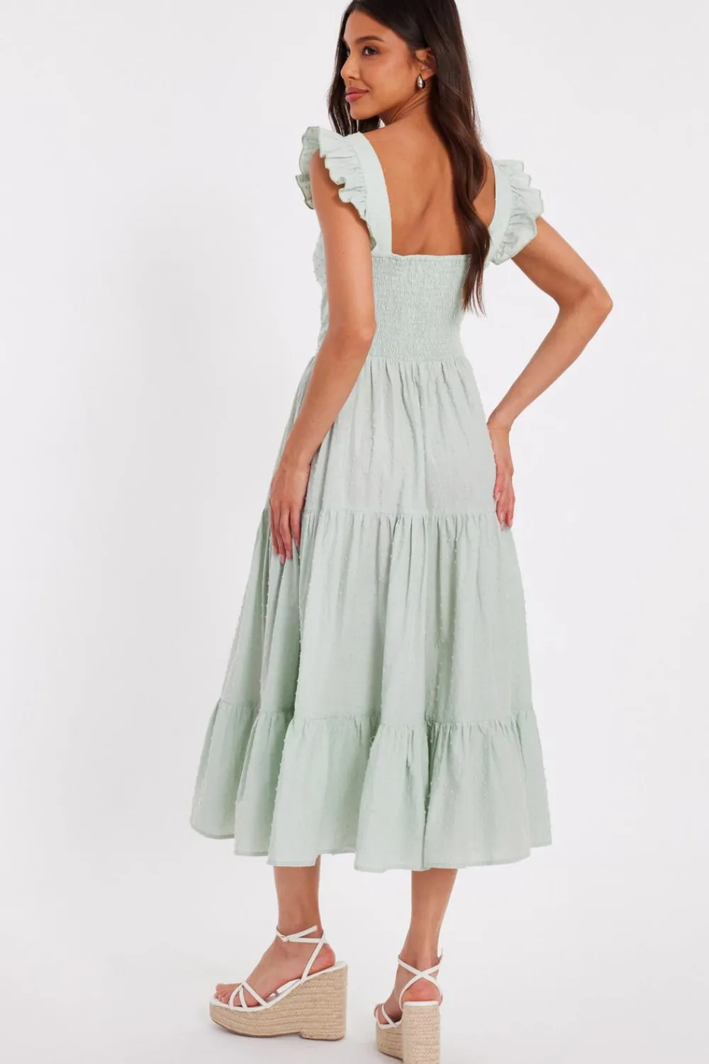Quiz Summer Clothes|Holiday>Sage Tiered Midi Dress