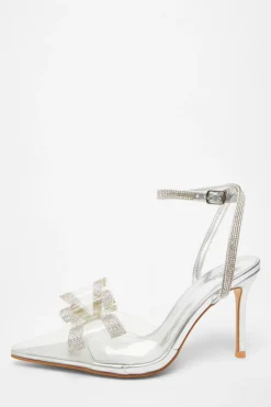 Quiz Heels|Occasion Shoes>Bow Diamante Court Heels