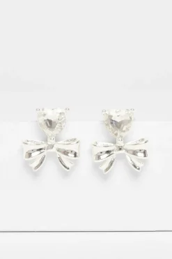 Quiz Wedding Accessories|Jewellery>Silver Bow Stud Earrings