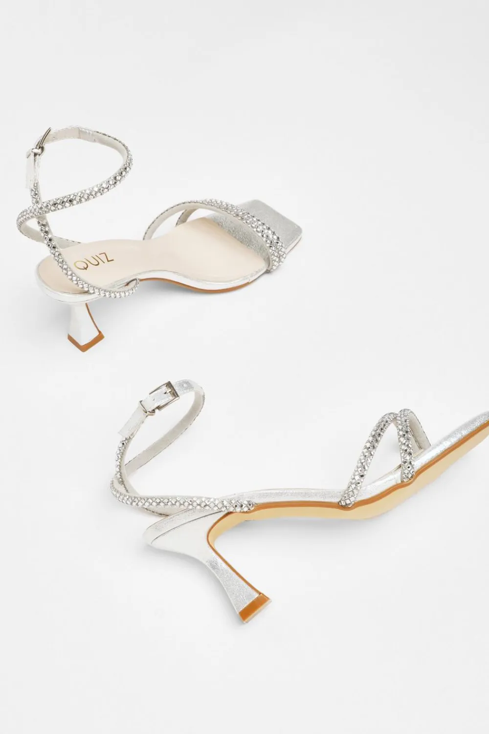 Quiz Shoe & Bag Sets|Heels>Diamante Asymmetric Heeled Sandals