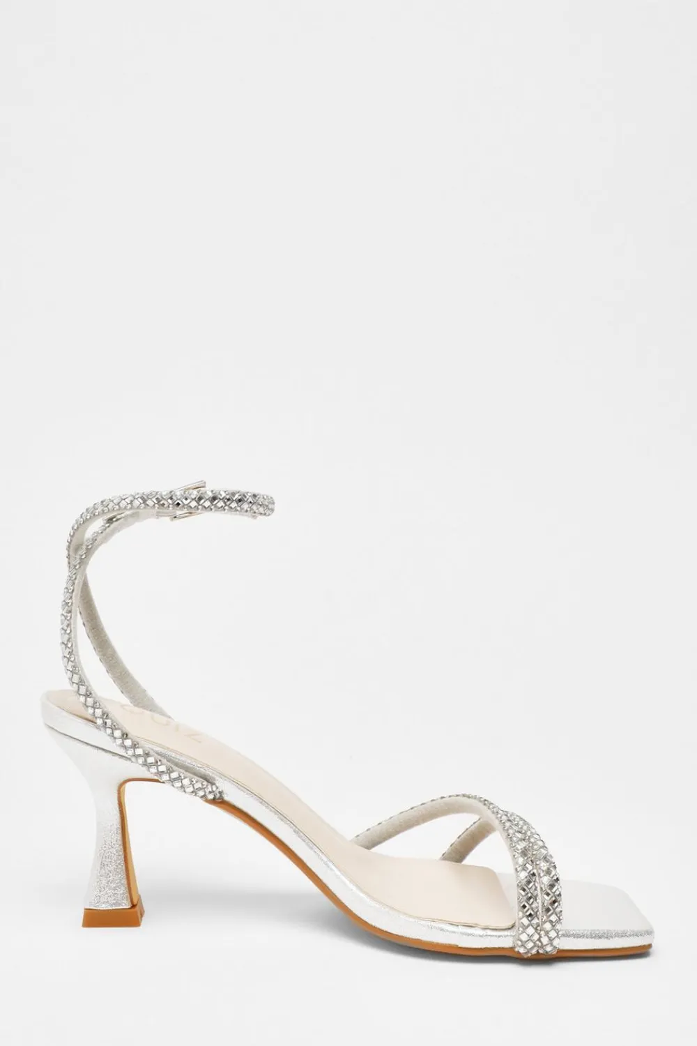 Quiz Shoe & Bag Sets|Heels>Diamante Asymmetric Heeled Sandals