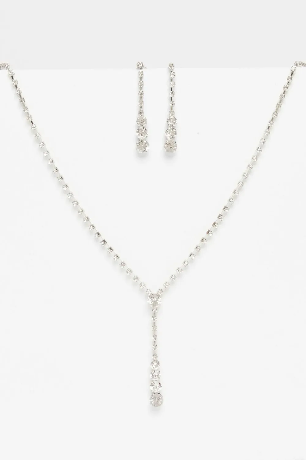 Quiz Wedding Accessories|Jewellery Sets>Silver Diamante Circle Drop Jewellery Set