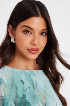 Quiz Wedding Accessories|Jewellery>Silver Diamante Curve Earrings