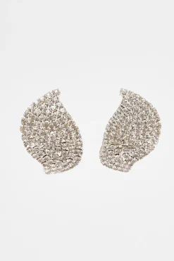 Quiz Wedding Accessories|Jewellery>Silver Diamante Curve Earrings