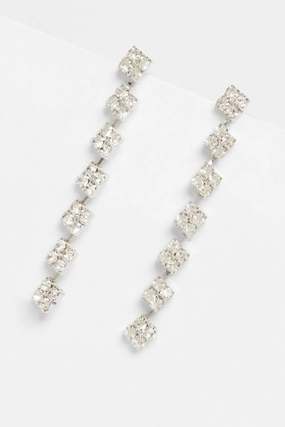 Quiz Wedding Accessories|Jewellery Sets>Silver Diamante Drop Earrings