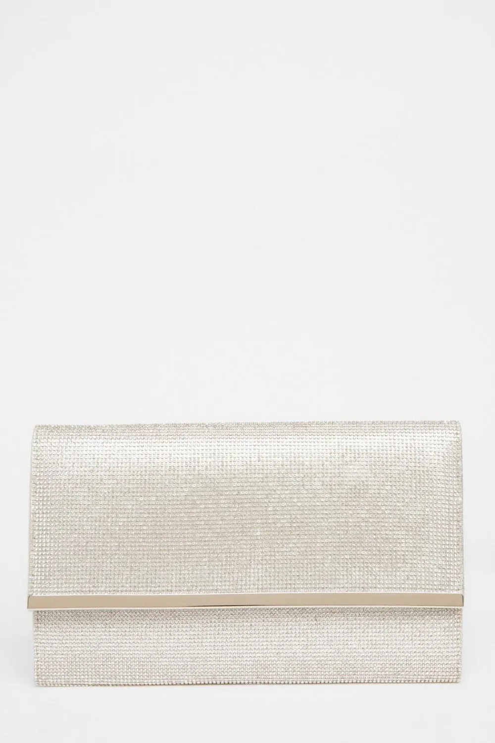Quiz Bags|Shoe & Bag Sets>Silver Diamante Envelope Clutch Bag