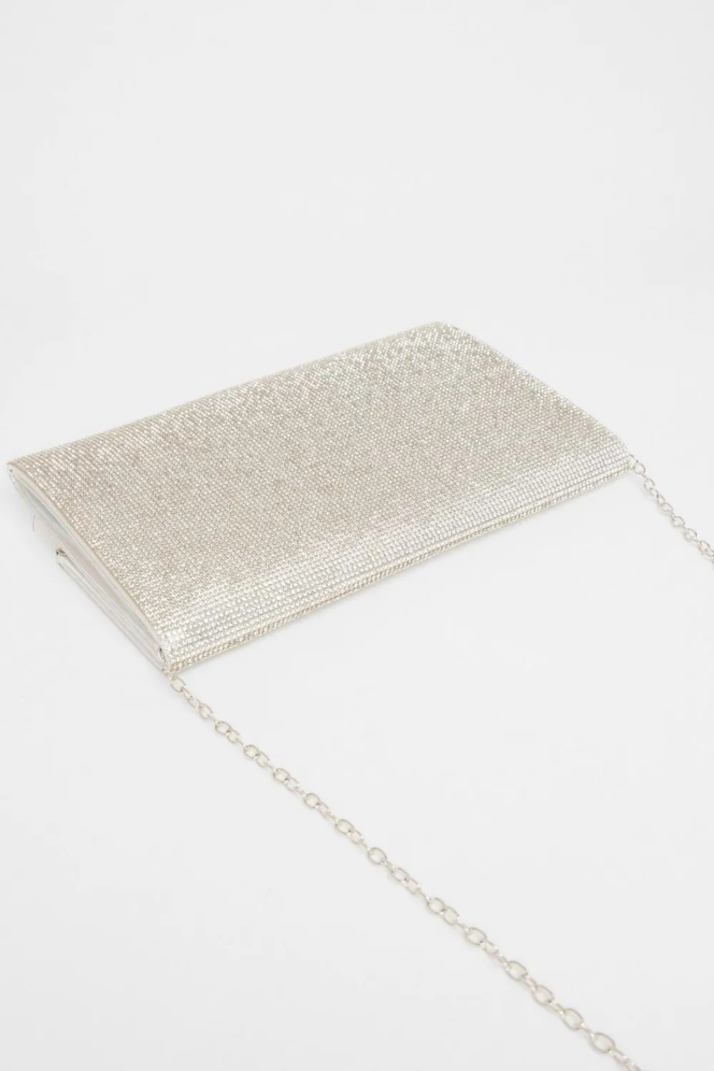 Quiz Bags|Shoe & Bag Sets>Silver Diamante Envelope Clutch Bag