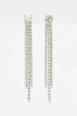 Quiz Wedding Accessories|Jewellery>Silver Diamante Fringe Earrings