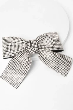 Quiz Hair Accessories>Silver Diamante Hair Bow