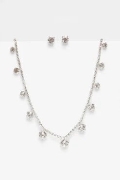 Quiz Wedding Accessories|Jewellery Sets>Silver Diamante Jewellery Set