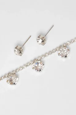 Quiz Wedding Accessories|Jewellery Sets>Silver Diamante Jewellery Set