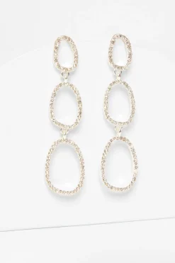 Quiz Jewellery|Earrings>Silver Diamante Oval Drop Earrings