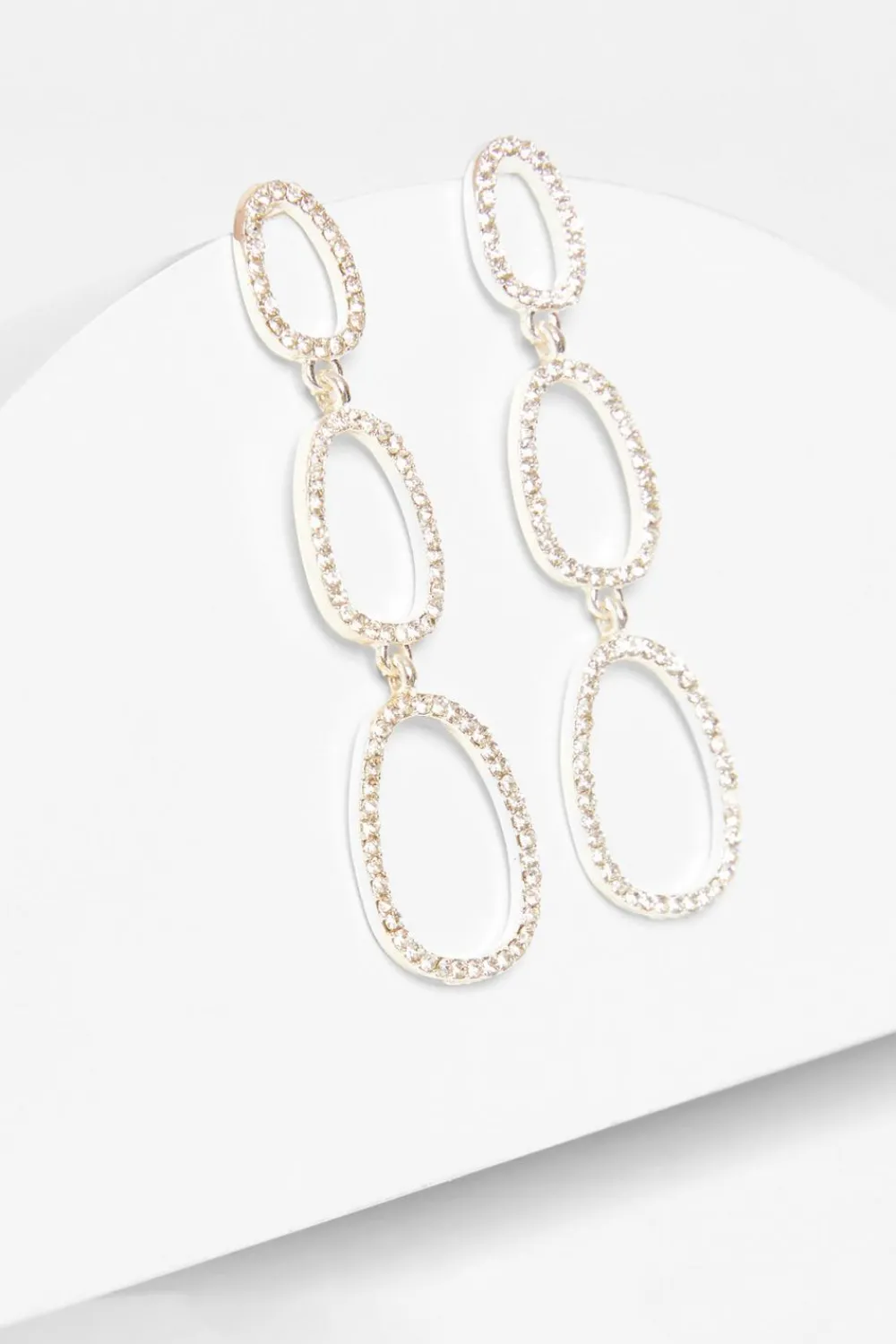 Quiz Jewellery|Earrings>Silver Diamante Oval Drop Earrings