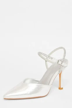 Quiz Occasion Shoes|Heels>Diamante Strap Court Heels