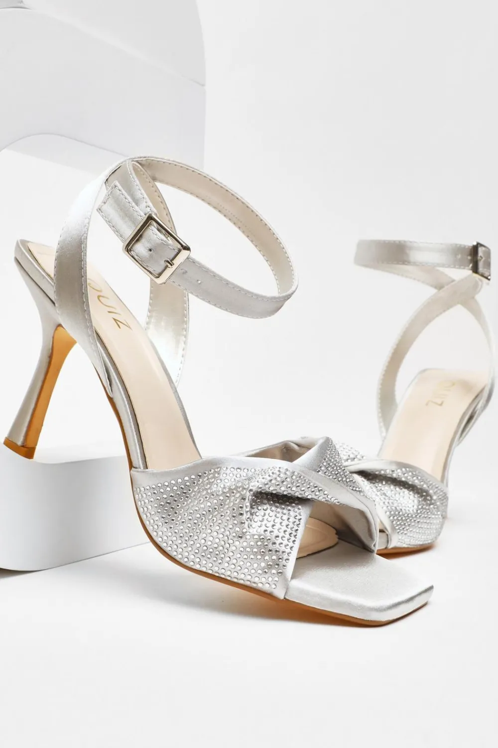 Quiz Occasion Shoes|Heels>Diamante Strappy Block Heeled Sandals