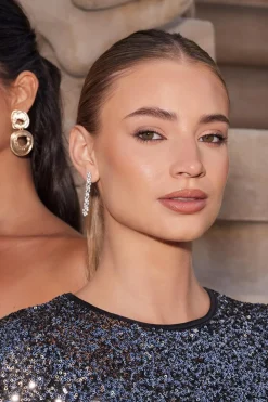 Quiz Jewellery|Earrings>Silver Diamante Strip Drop Earrings
