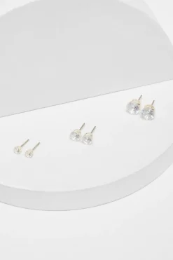 Quiz Wedding Accessories|Jewellery Sets>Silver Diamante Stud Earring Set