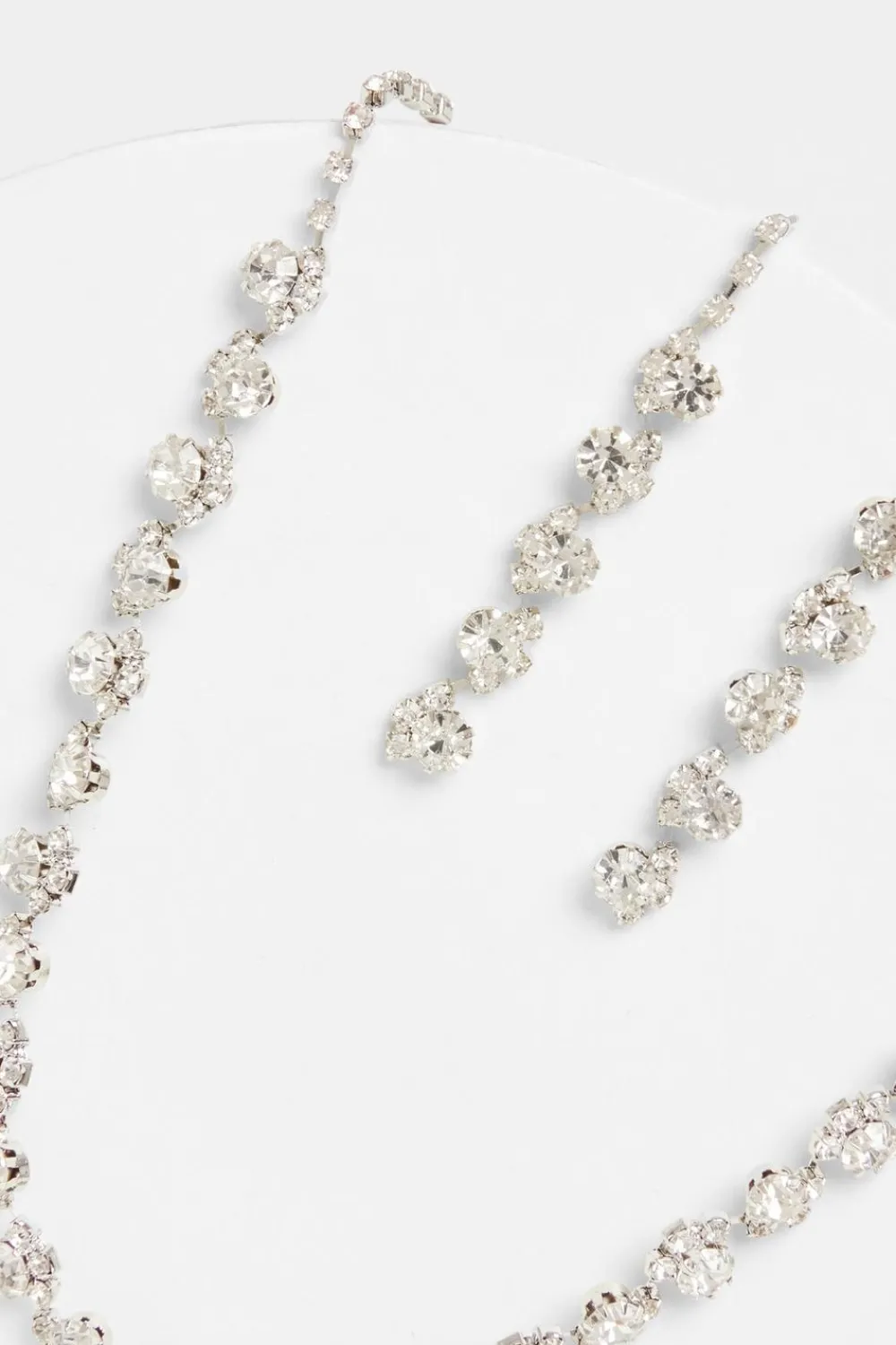Quiz Wedding Accessories|Jewellery Sets>Silver Diamante Swirl Drop Jewellery Set