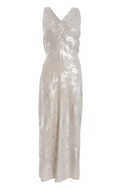 Quiz Prom Dresses|Prom & Ball>Silver Foil Plunge Maxi Dress