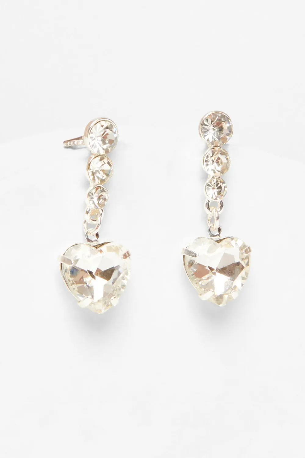 Quiz Wedding Accessories|Jewellery>Silver Jewel Heart Drop Earrings