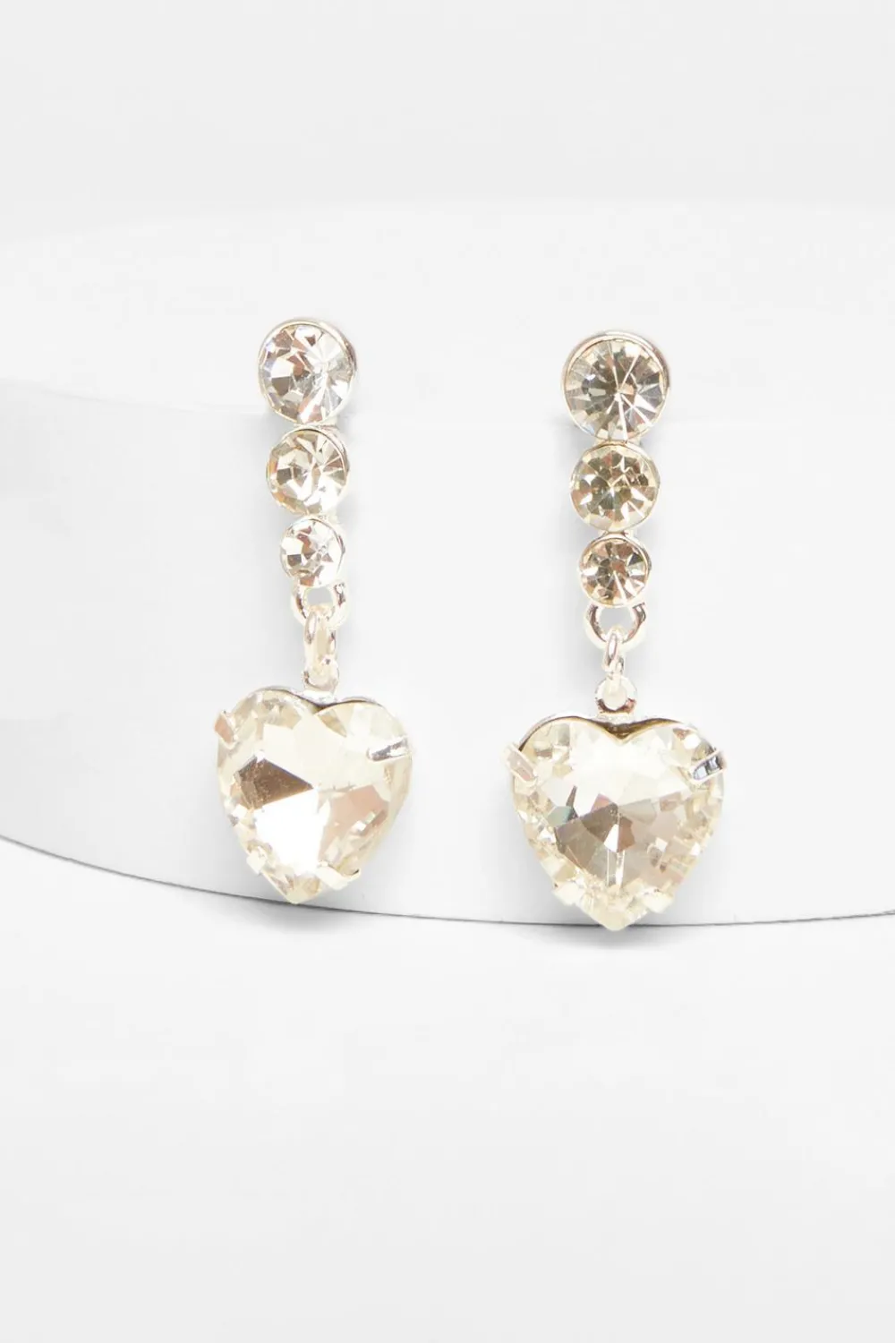 Quiz Wedding Accessories|Jewellery>Silver Jewel Heart Drop Earrings