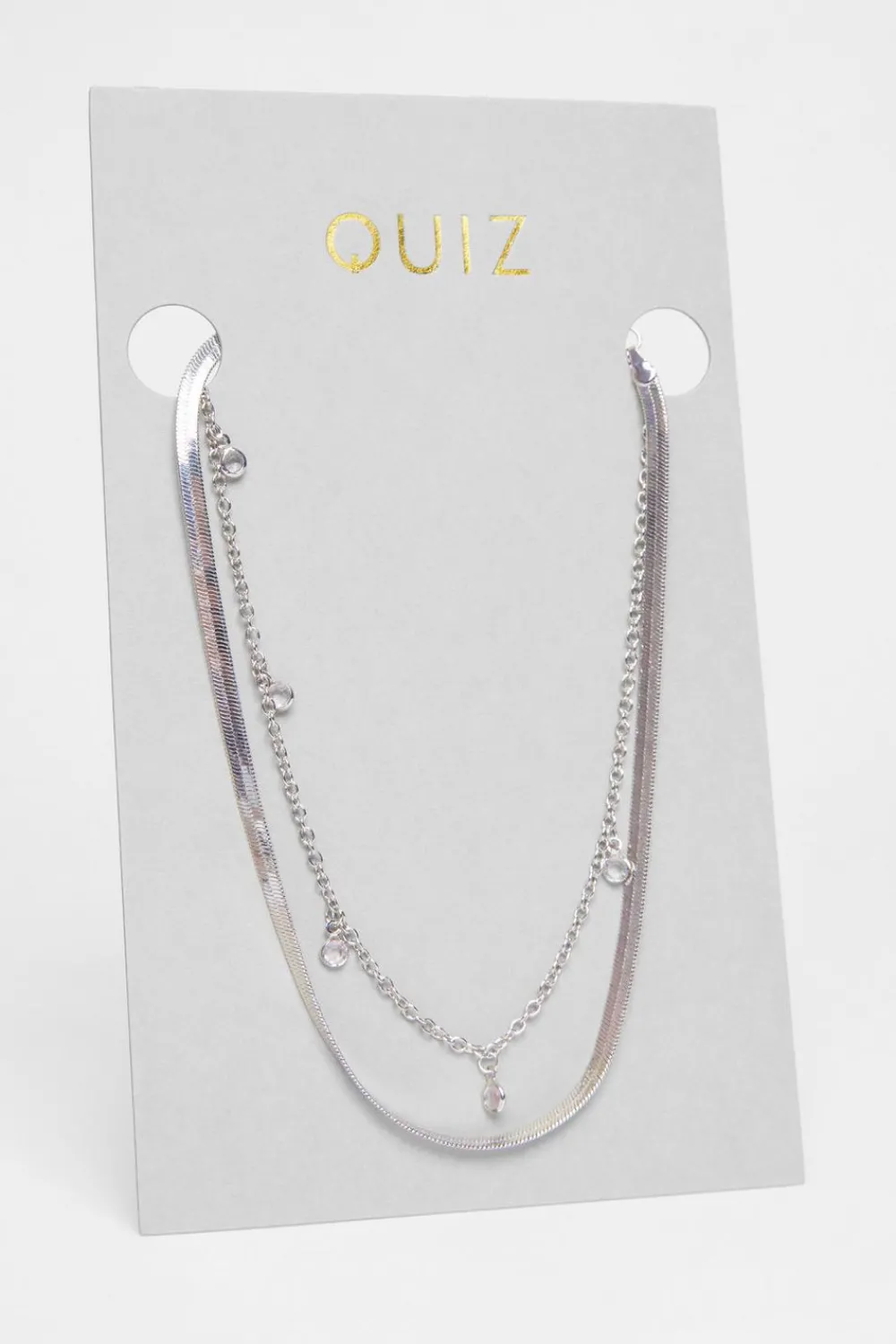 Quiz Jewellery|Holiday Accessories>Silver Multi Stone Layered Necklace