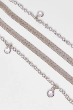Quiz Jewellery|Holiday Accessories>Silver Multi Stone Layered Necklace