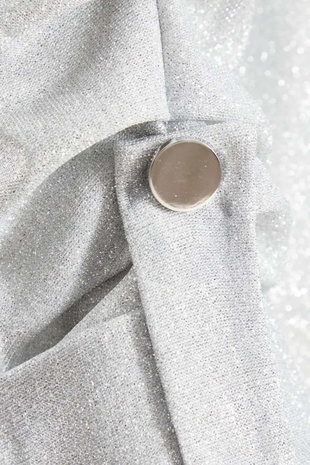 Quiz Jackets & Coats|Casual Clothing>Silver Ruched Sleeve Blazer