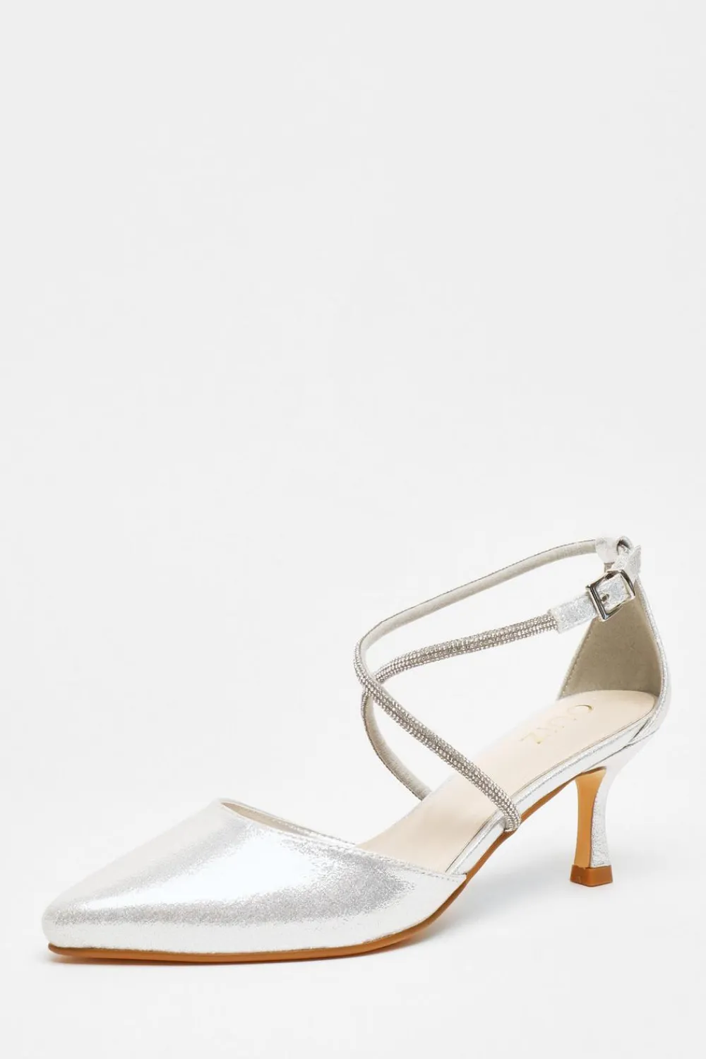 Quiz Shoe & Bag Sets|Occasion Shoes>Shimmer Cross Strap Court Heels