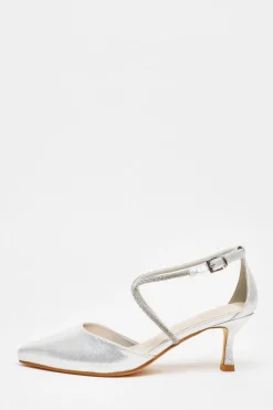 Quiz Shoe & Bag Sets|Occasion Shoes>Shimmer Cross Strap Court Heels