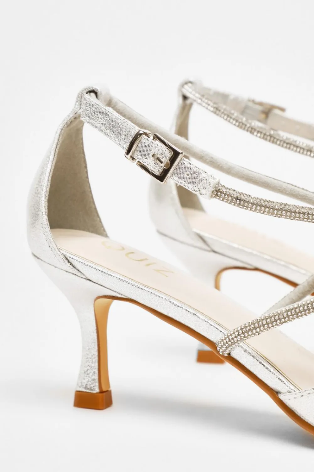 Quiz Shoe & Bag Sets|Occasion Shoes>Shimmer Cross Strap Court Heels