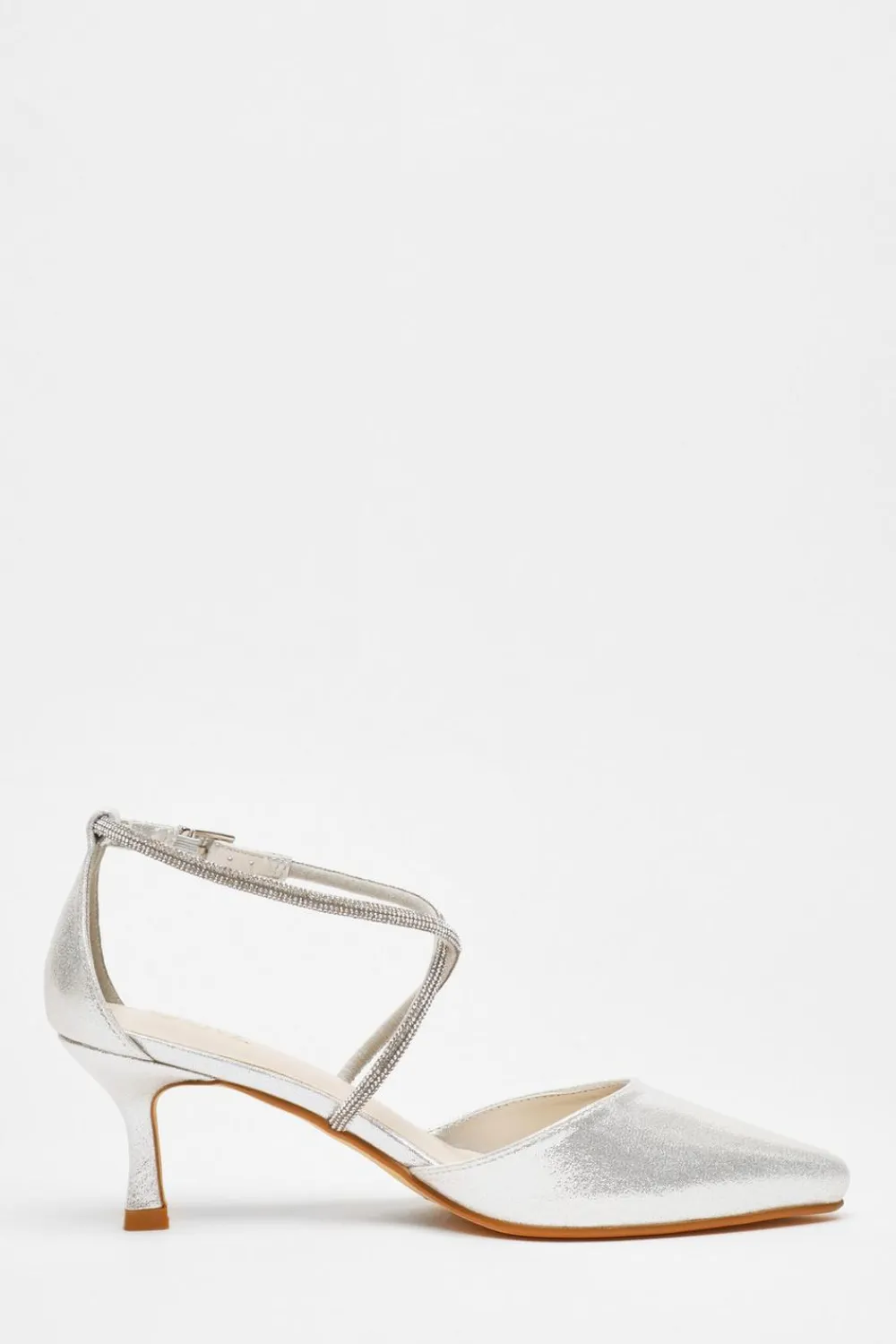 Quiz Shoe & Bag Sets|Occasion Shoes>Shimmer Cross Strap Court Heels