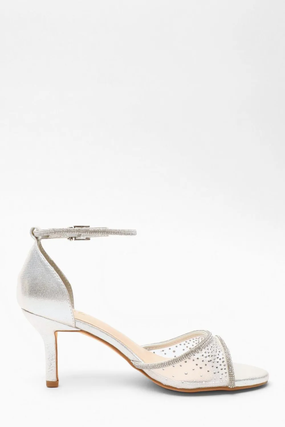 Quiz Shoe & Bag Sets|Occasion Shoes>Shimmer Mesh Diamante Heeled Sandal