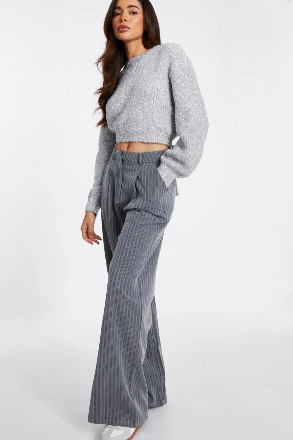 Quiz Knitwear|Jumpers>Silver Tinsel Knit Jumper
