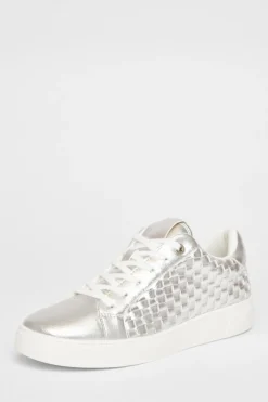 Quiz Trainers>Silver Woven Trainers