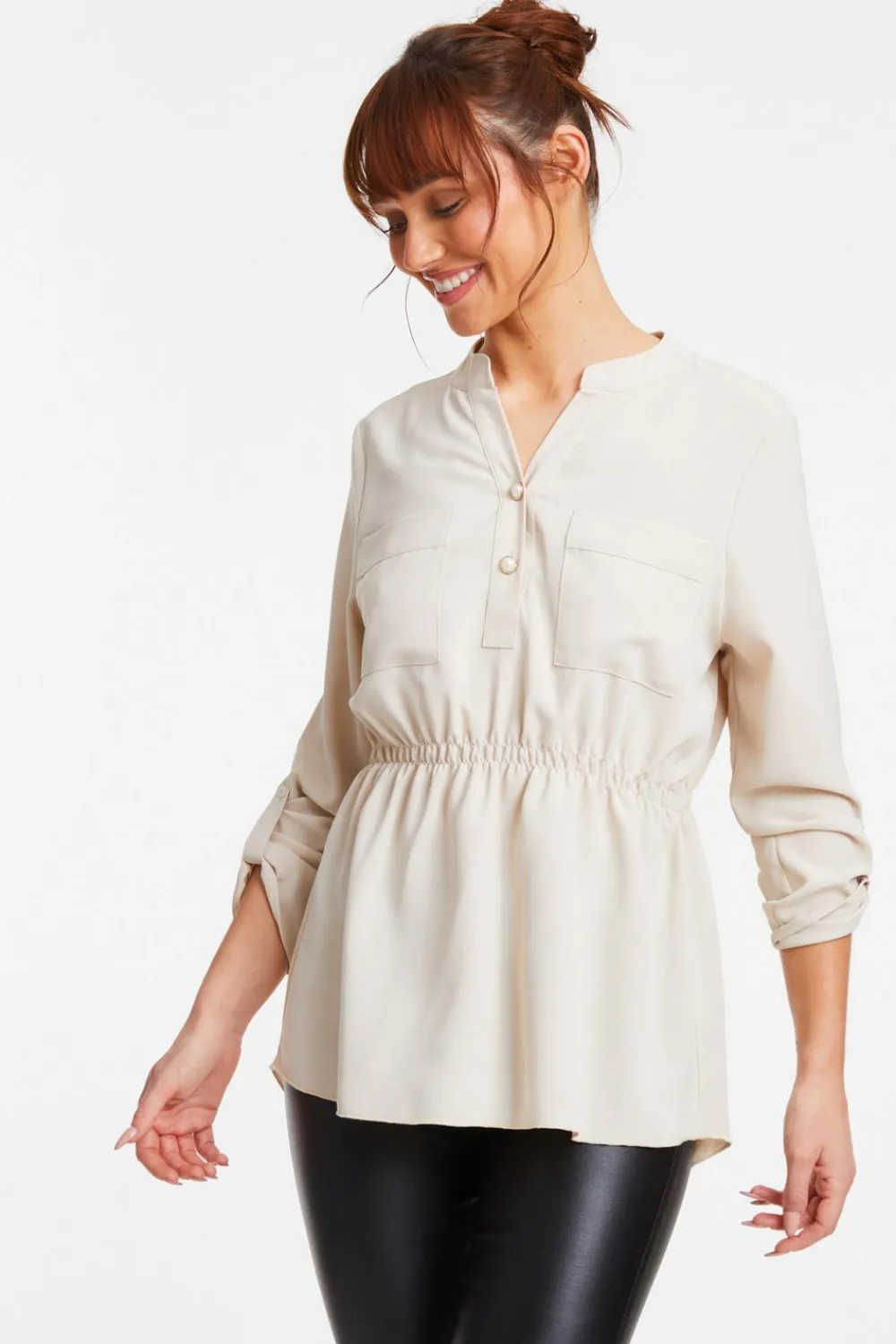 Quiz Shirts & Blouses|Day Tops>Stone Button Up Blouse