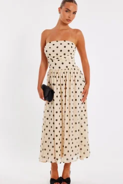 Quiz Christening Guest|Summer Clothes>Chiffon Polka Dot Midi Dress