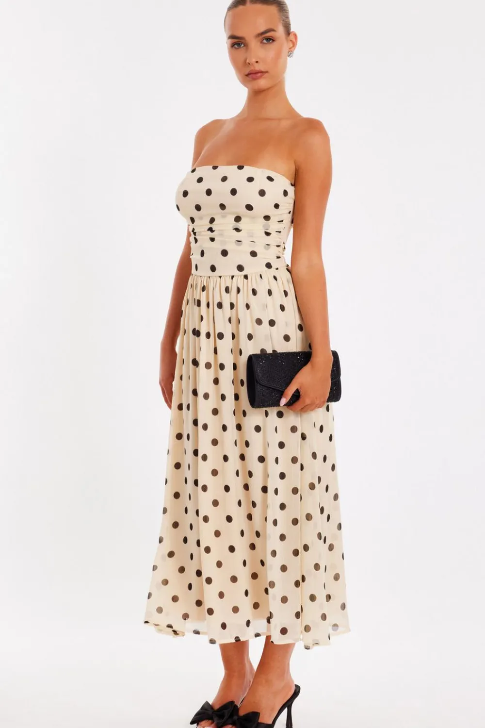 Quiz Christening Guest|Summer Clothes>Chiffon Polka Dot Midi Dress