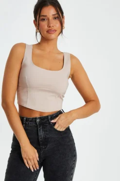 Quiz Crop Tops|Tops>Corset Detail Crop Top