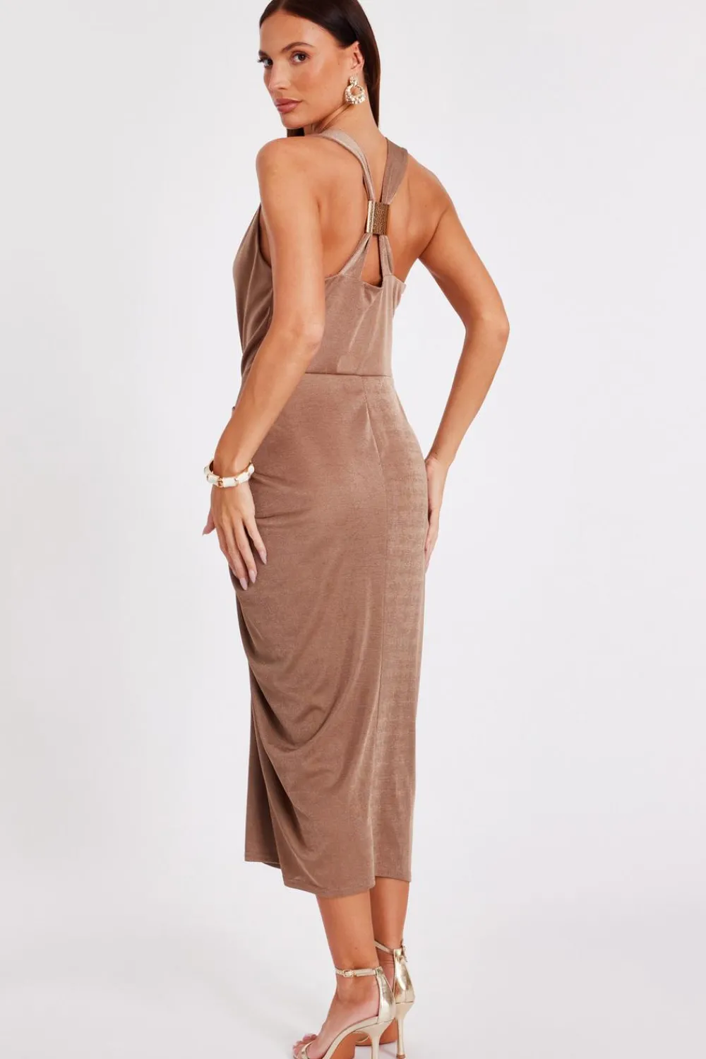 Quiz Day At The Races|Christening Guest>Cowl Neck Ruched Midi Dress