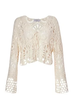Quiz Summer Tops|Day Tops>Stone Crochet Tie Front Cardigan