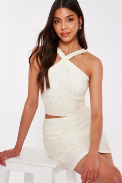 Quiz Summer Tops|Day Tops>Stone Embroidered Crop Top